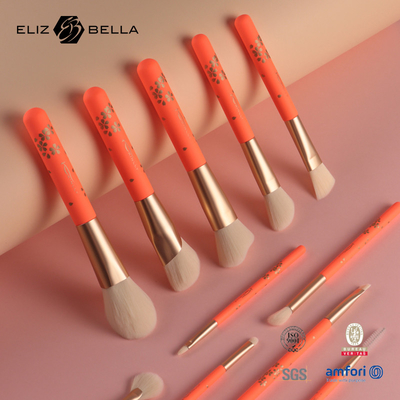 Synthetische Haar-Make-up-Pinsel mit Rolldruck, Soft-Touch-Holzgriff, roségoldener Aluminiumzwinge, Make-up-Pinsel